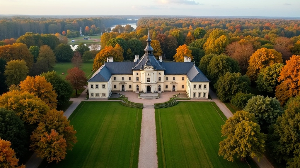 Bīriņi Castle grounds with historic stone architecture and manicured gardens