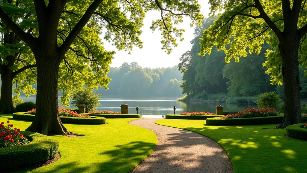 Beautiful view of Bīriņi Castle Park with walking paths and gardens