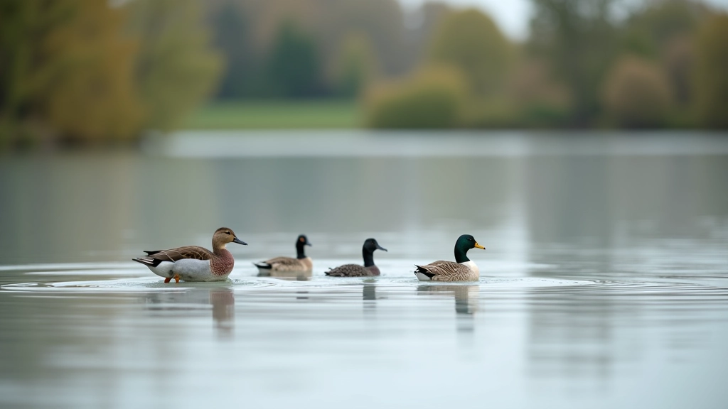 Close-up of water birds on calm lake surface, natural wildlife photography, reflections in water